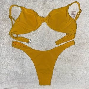 Abercrombie And Fitch Bikini! Pre-Owned! Small! Mustard Yellow! Rib Fabric!